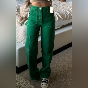 PacSun Green Patch Pocket Boyfriend Carpenter Pants